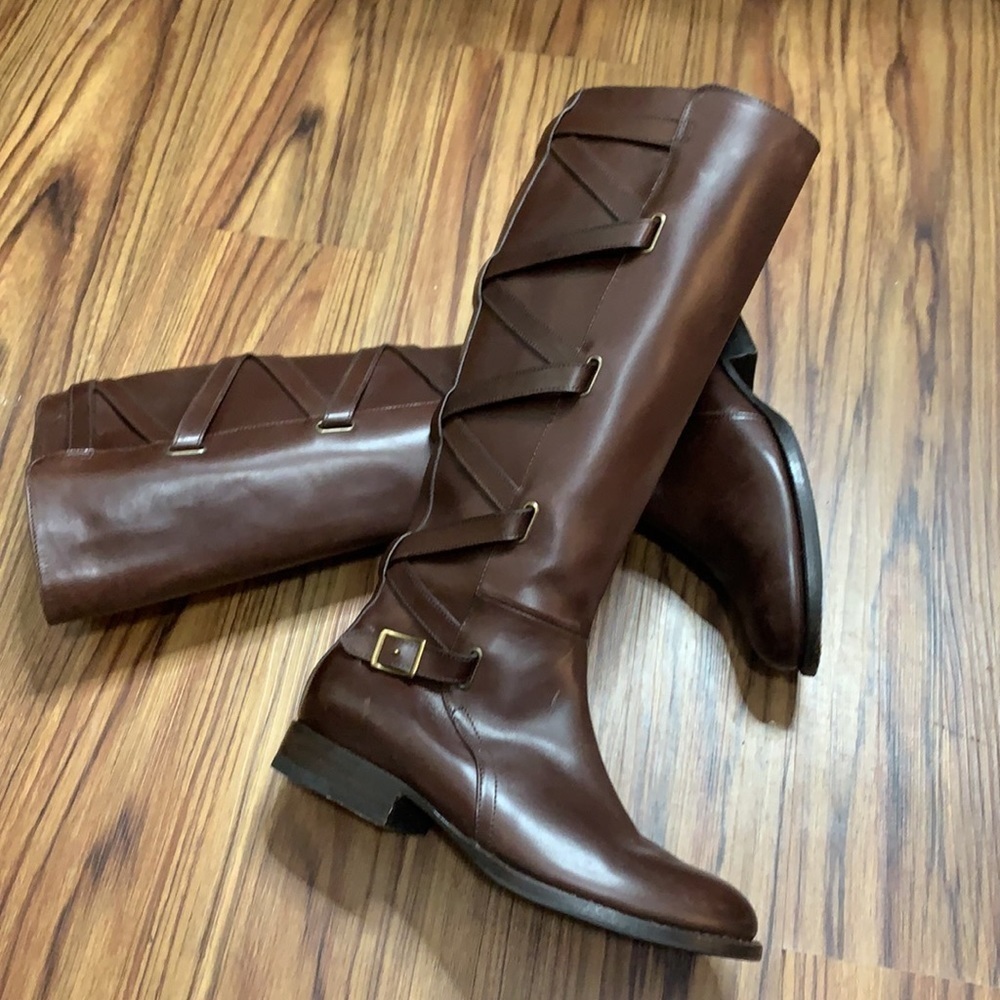 Frye Tall Mid Calf  Leather Rider Boots  (7.5B)